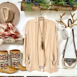 Aritzia SILK CASHMERE boho open front cardigan